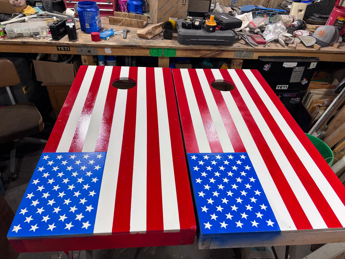 Custom American Flag Cornhole Boards